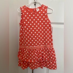 Gymboree polka dot dress with matching hair clips CORAL color